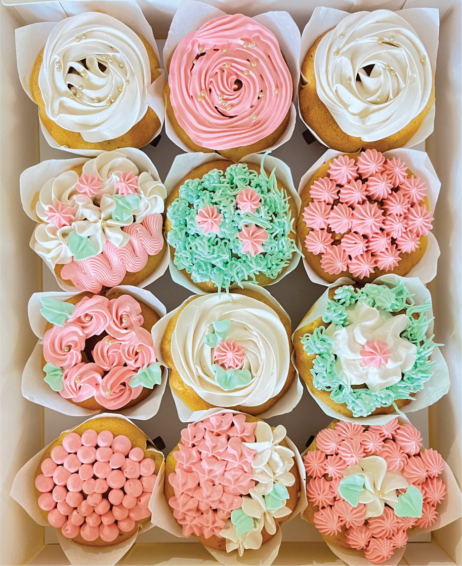 Vanilla Cupcakes with Colorful Frosting – Available in Packs of 12, 24, or 48