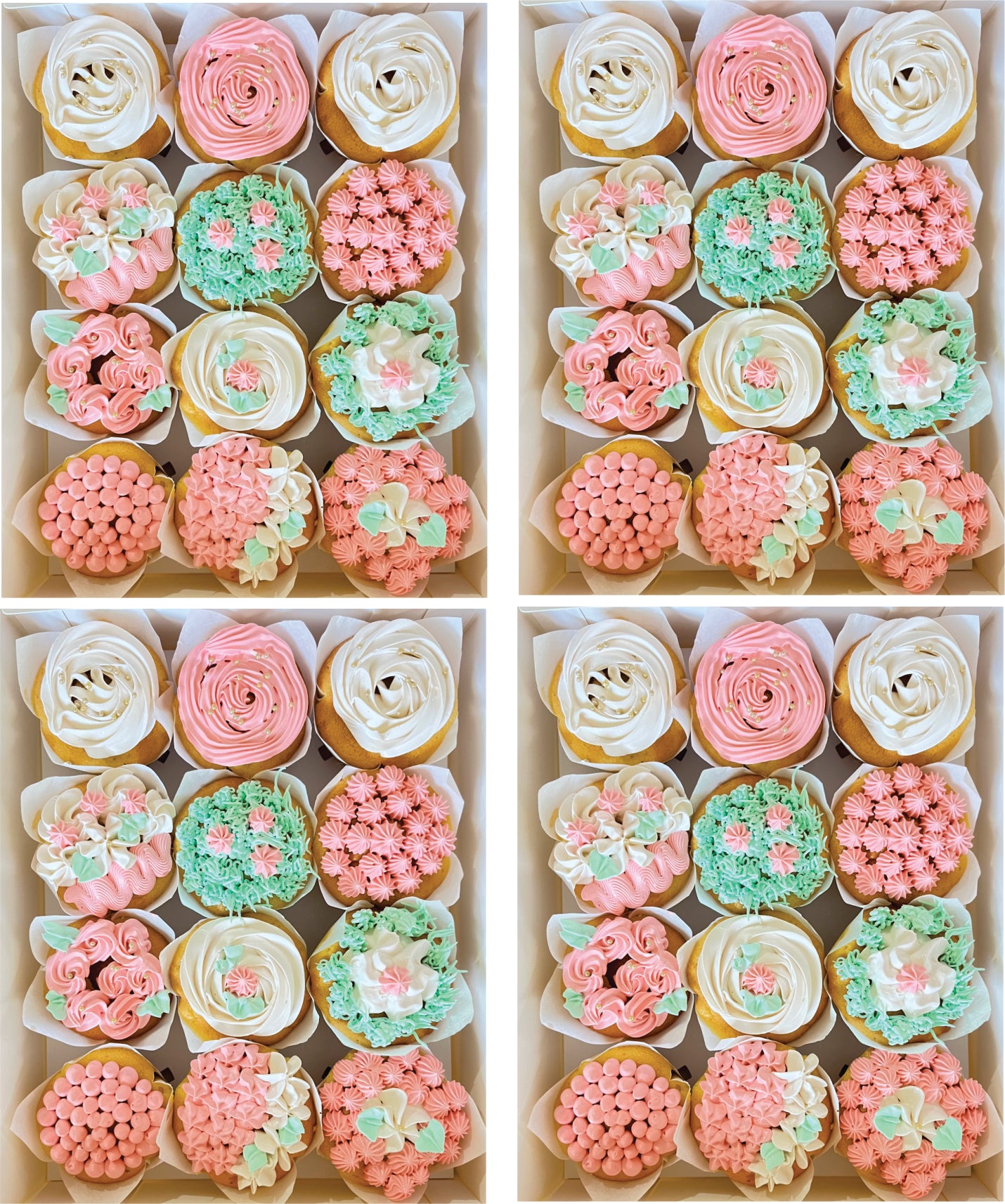 Vanilla Cupcakes with Colorful Frosting – Available in Packs of 12, 24, or 48