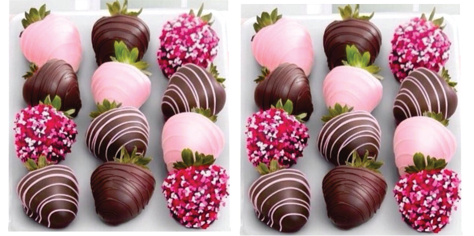 Strawberries with Chocolate Desserts, decorated with white chocolate and toppings of different colors.