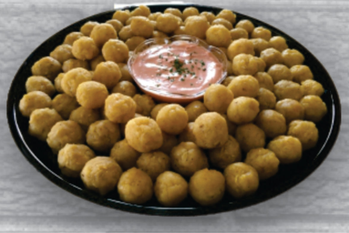 Mini “Mofonguitos” Fried Green Plantain Balls with Special Sauce 100 Pcs