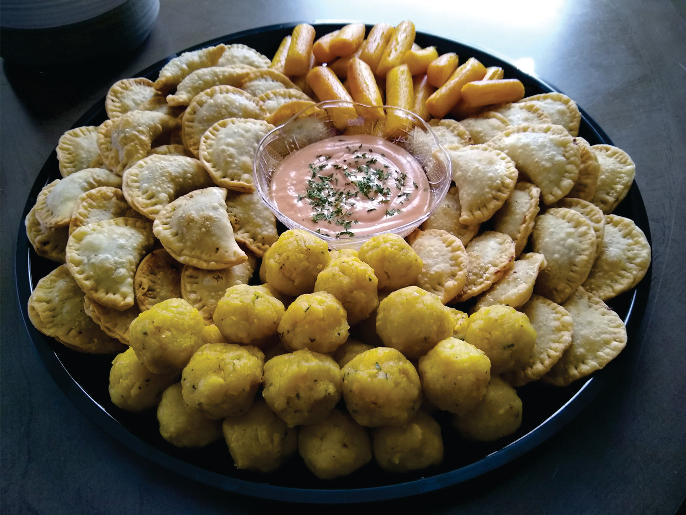 Assortment of Fried Foods Mofonguitos, Corn Rolls and Assortment of "Empanadillas" 100Pcs