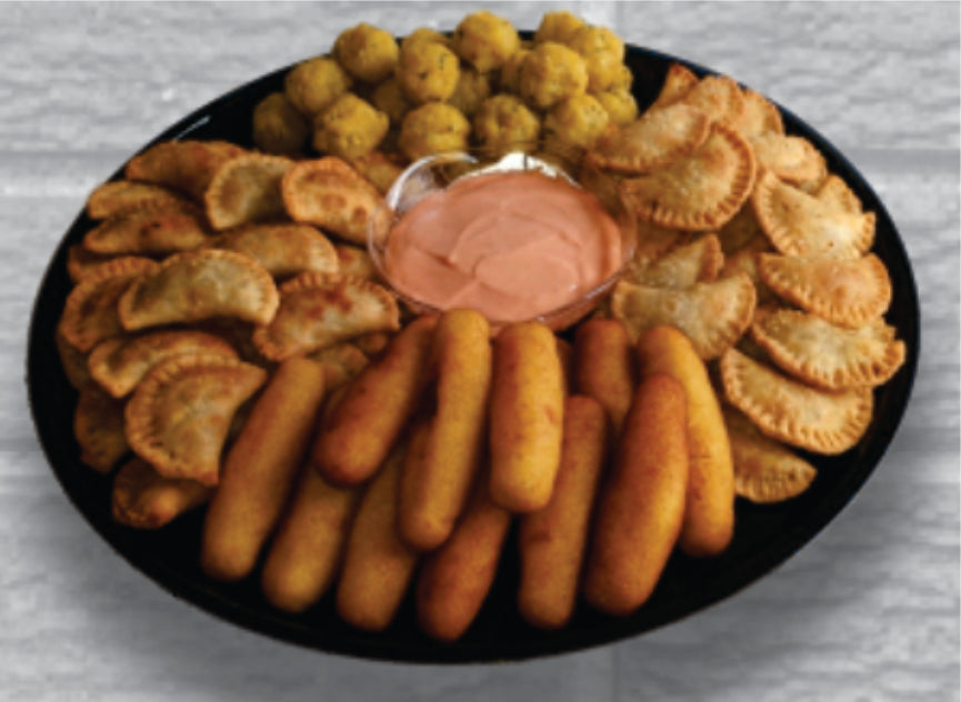 Assortment of Fried Foods Mofonguitos, Cheese Corn Rolls and Assortment of "Empanadillas" 85Pcs
