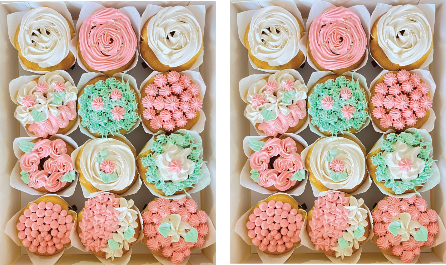 Vanilla Cupcakes with Colorful Frosting – Available in Packs of 12, 24, or 48