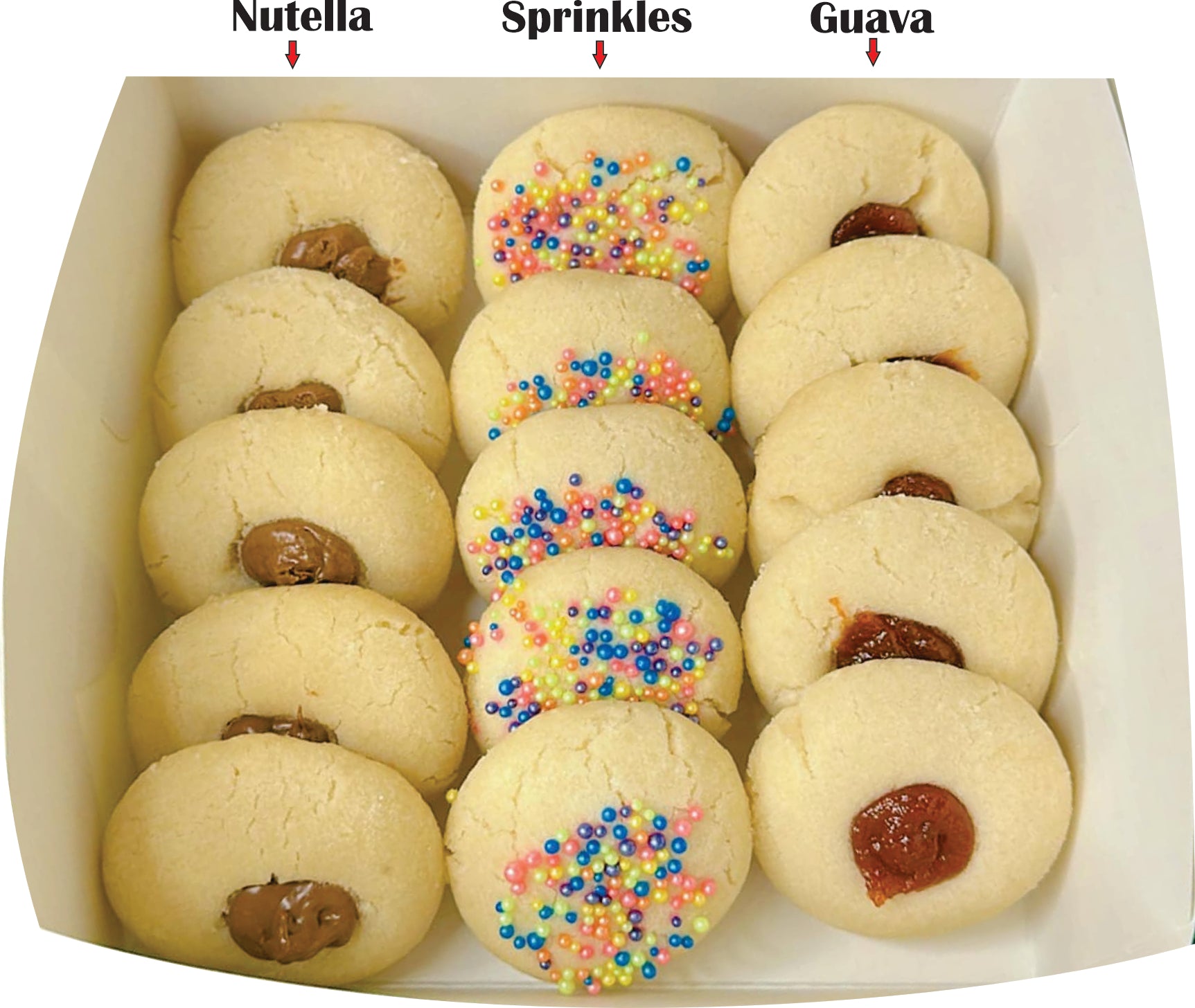 Polvorones with Guava, Sprinkles and Nutella 15pc