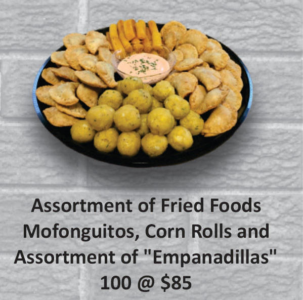 Assortment of Fried Foods Mofonguitos, Corn Rolls and Assortment of "Empanadillas" 100Pcs (Copia)